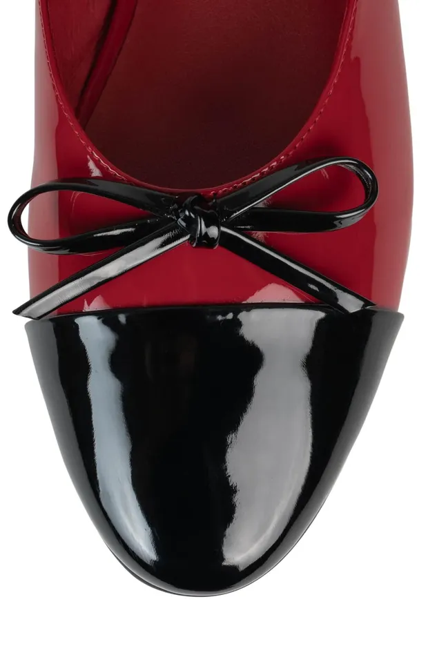 Jeffrey Campbell BALLETM Red Black Patent Women Ballet Flats