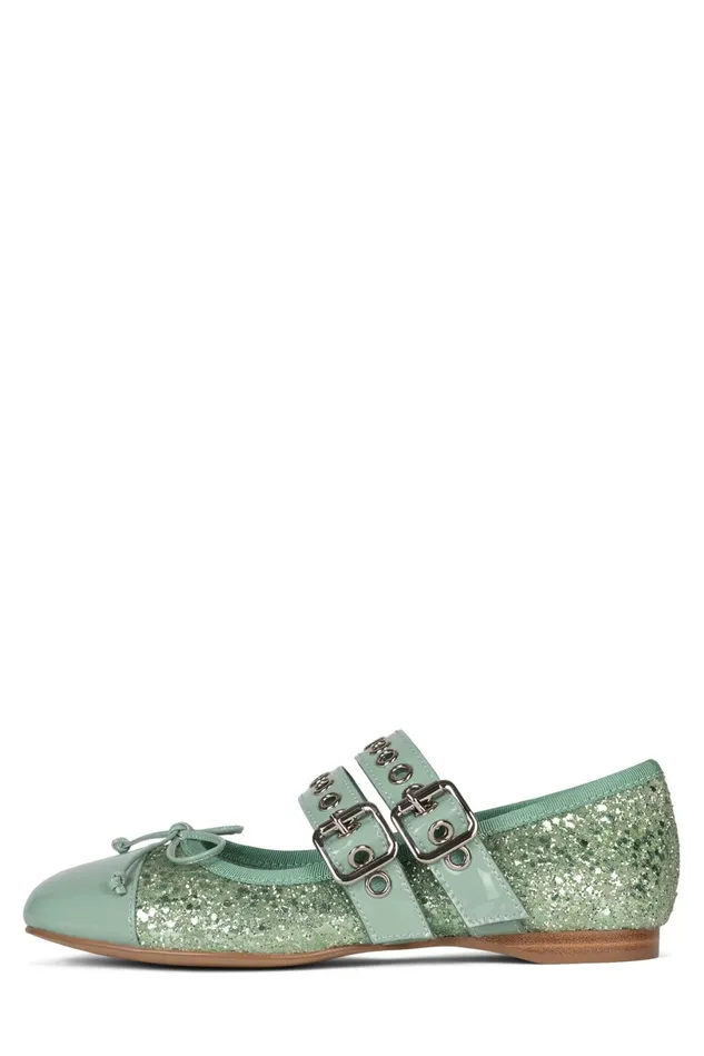 Jeffrey Campbell BALLETIC Silver Glitter Black Combo Women Ballet Flats