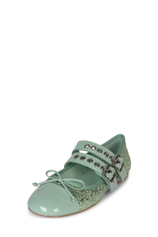 Jeffrey Campbell BALLETIC Silver Glitter Black Combo Women Ballet Flats