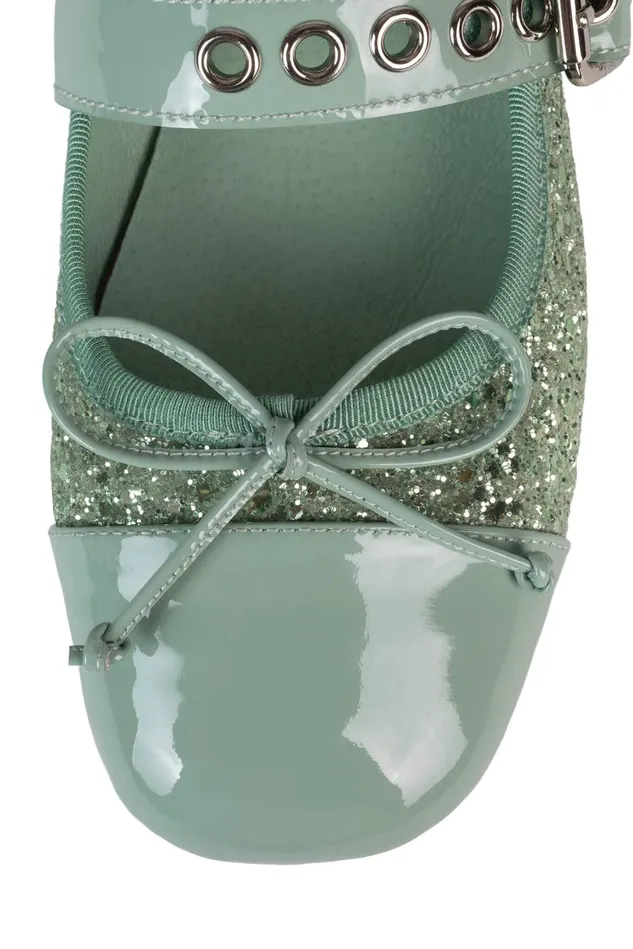 Jeffrey Campbell BALLETIC Silver Glitter Black Combo Women Ballet Flats