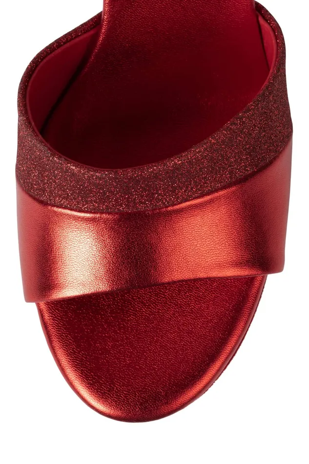 Jeffrey Campbell BORDERLINE Red Glitter Combo Women Sandal