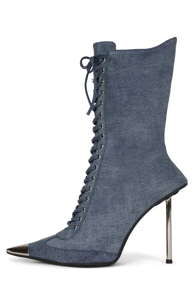 Jeffrey Campbell BRINGITON Denim Silver Women Ankle To Mid
