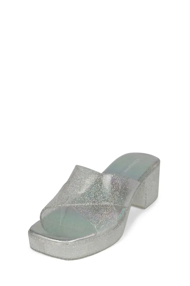 Jeffrey Campbell BUBBLEGUM Silver Iridescent Glitter Women Sandal