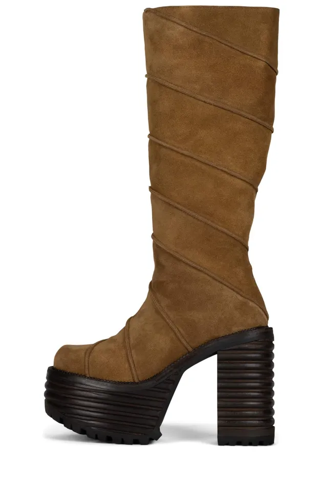 Jeffrey Campbell CHERRYPIE Tan Oiled Suede Women Boot
