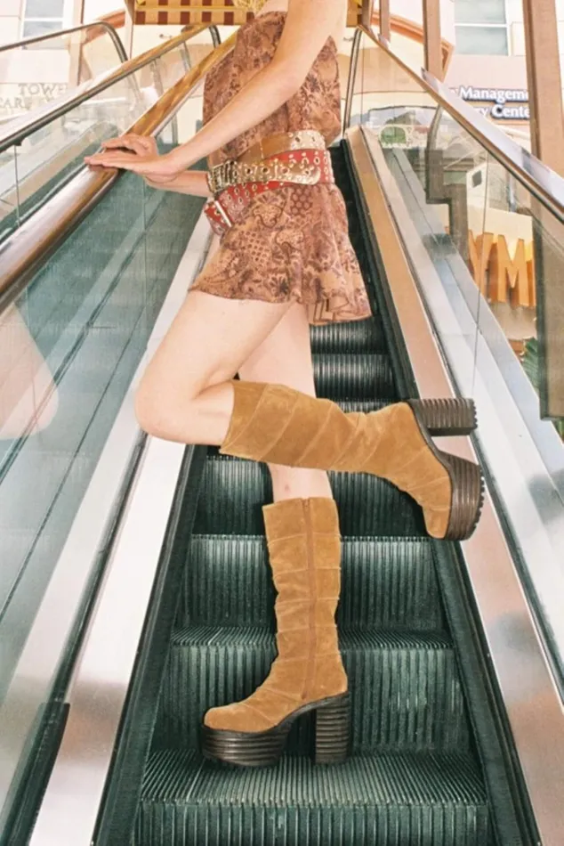 Jeffrey Campbell CHERRYPIE Tan Oiled Suede Women Boot