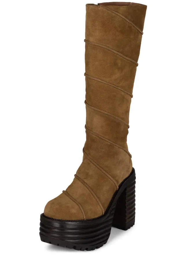 Jeffrey Campbell CHERRYPIE Tan Oiled Suede Women Boot