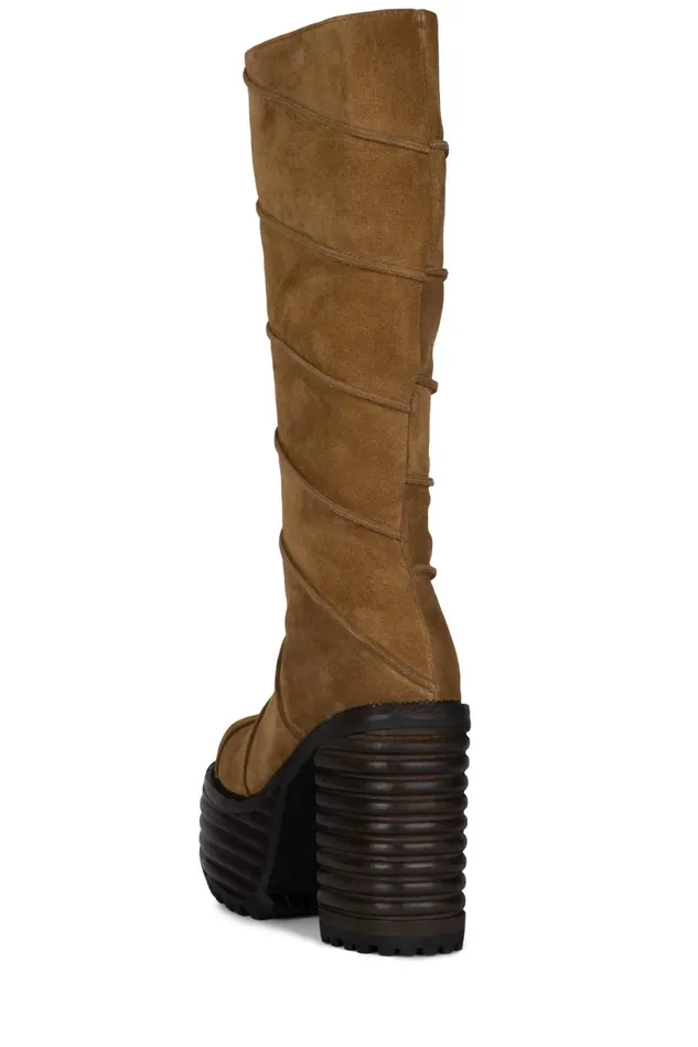 Jeffrey Campbell CHERRYPIE Tan Oiled Suede Women Boot