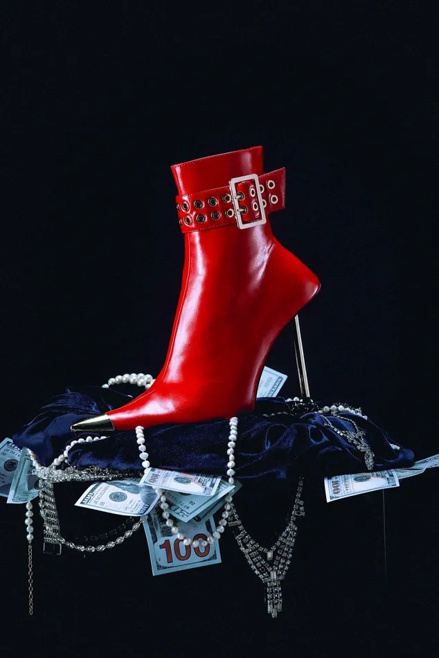 Jeffrey Campbell CLOUT Red Gold Women Ankle To Mid