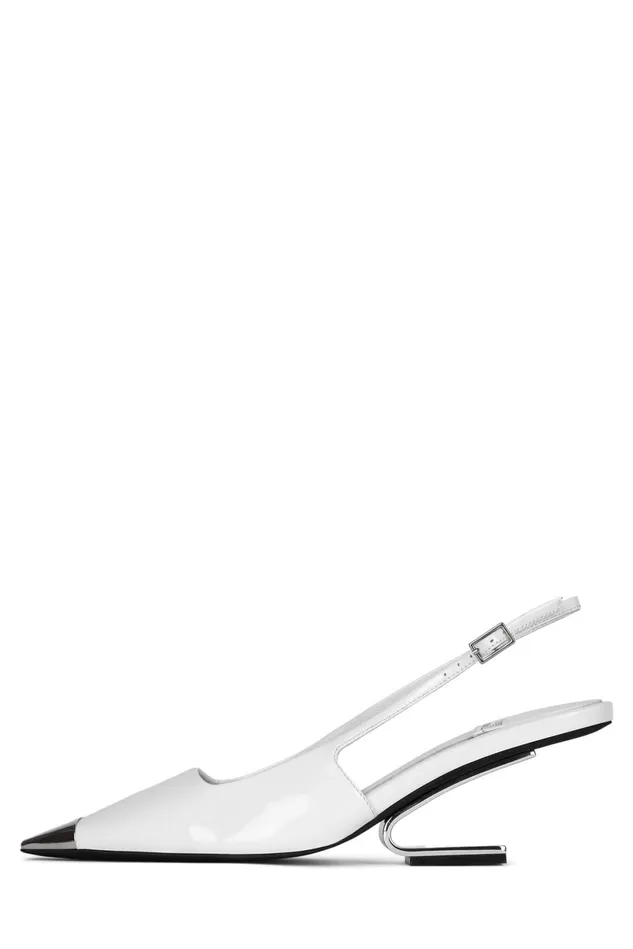 Jeffrey Campbell CULPRITL White Patent Silver Women Pump