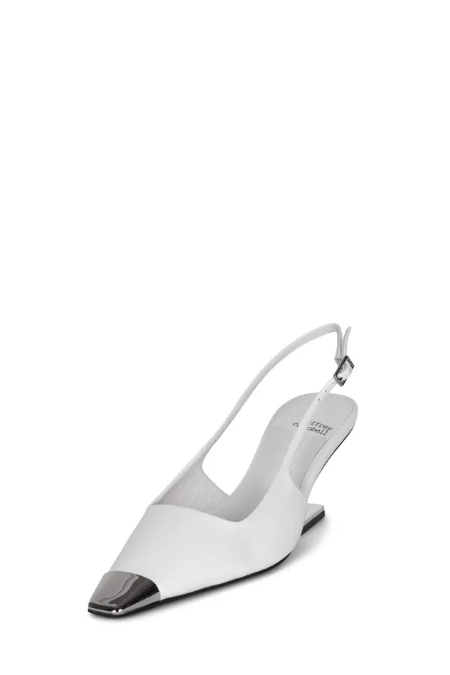 Jeffrey Campbell CULPRITL White Patent Silver Women Pump
