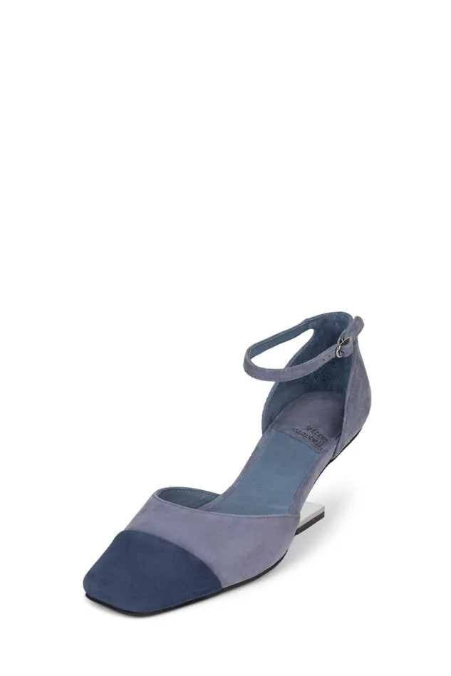 Jeffrey Campbell ENPOINTE Blue Combo Suede Silver Women Pump