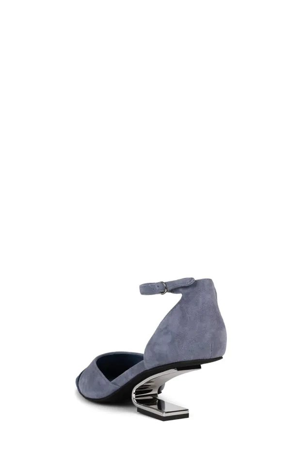 Jeffrey Campbell ENPOINTE Blue Combo Suede Silver Women Pump