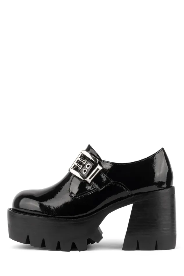 Jeffrey Campbell FAIL Black Crinkle Patent Women Boot
