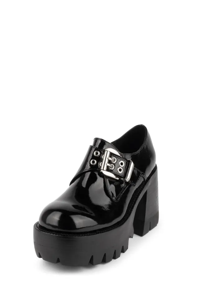 Jeffrey Campbell FAIL Black Crinkle Patent Women Boot