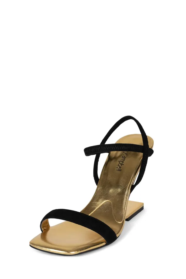 Jeffrey Campbell GEOMETRIC Black Suede Gold Women Heel