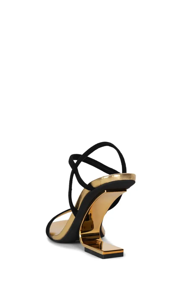 Jeffrey Campbell GEOMETRIC Black Suede Gold Women Heel