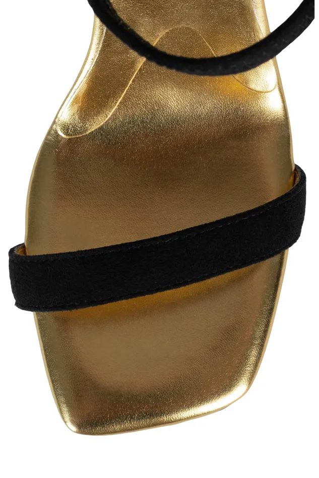 Jeffrey Campbell GEOMETRIC Black Suede Gold Women Heel