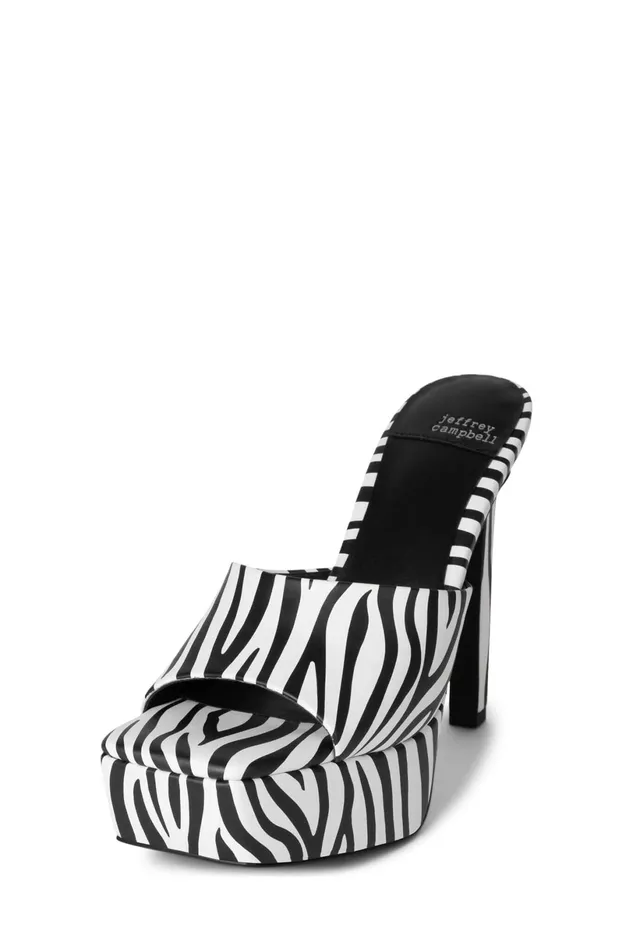Jeffrey Campbell GOINGGLAM Black White Zebra Women Heel