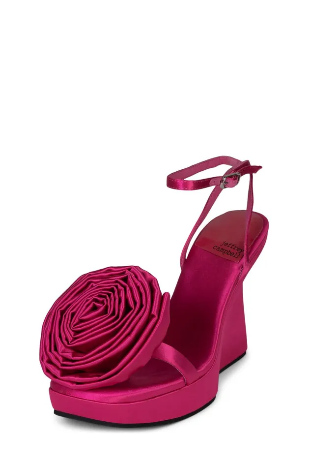 Jeffrey Campbell HIBISCUS Fuchsia Satin Women Sandal