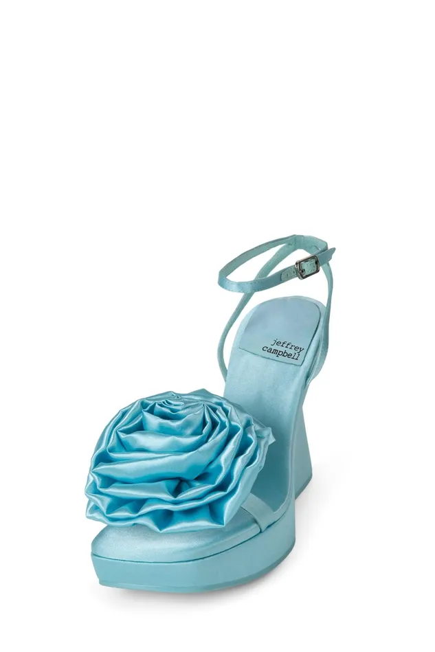 Jeffrey Campbell HIBISCUS Sky Blue Satin Women Sandal