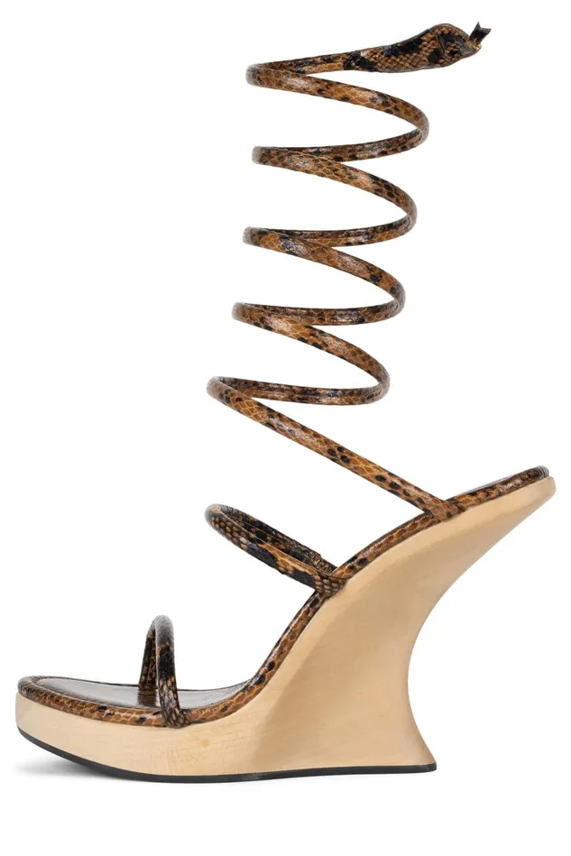 Jeffrey Campbell HISSYFIT Black Beige Snake Women Sandal