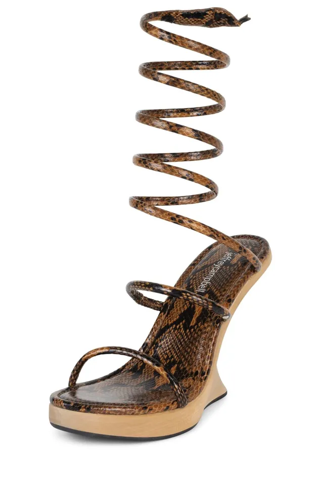 Jeffrey Campbell HISSYFIT Black Beige Snake Women Sandal