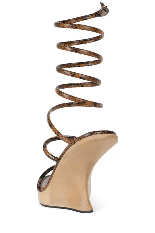 Jeffrey Campbell HISSYFIT Black Beige Snake Women Sandal