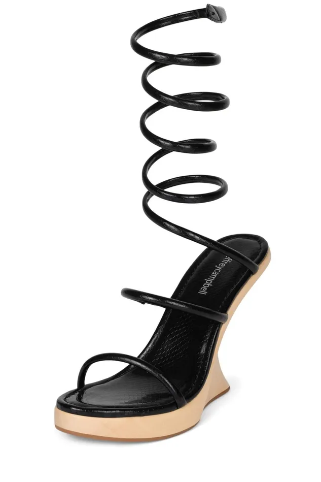 Jeffrey Campbell HISSYFIT Black Beige Snake Women Sandal