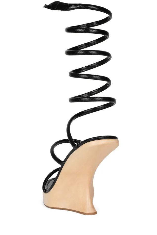 Jeffrey Campbell HISSYFIT Black Beige Snake Women Sandal