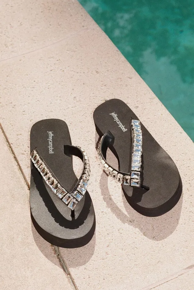 Jeffrey Campbell ICONICSS Black Clear Women Flat
