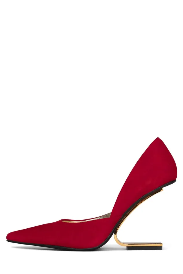 Jeffrey Campbell JULIETTE Red Suede Gold Women Pump