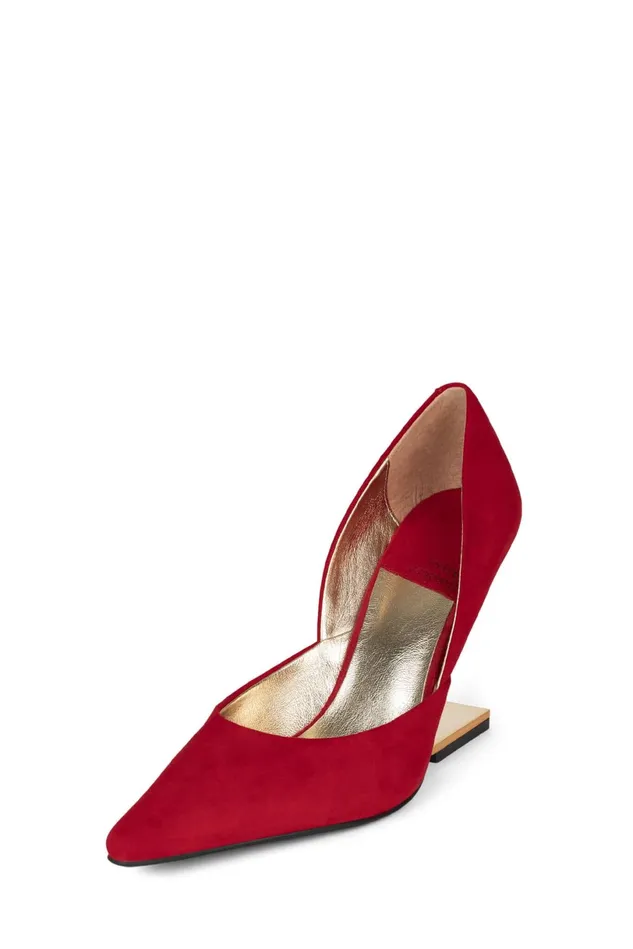 Jeffrey Campbell JULIETTE Red Suede Gold Women Pump