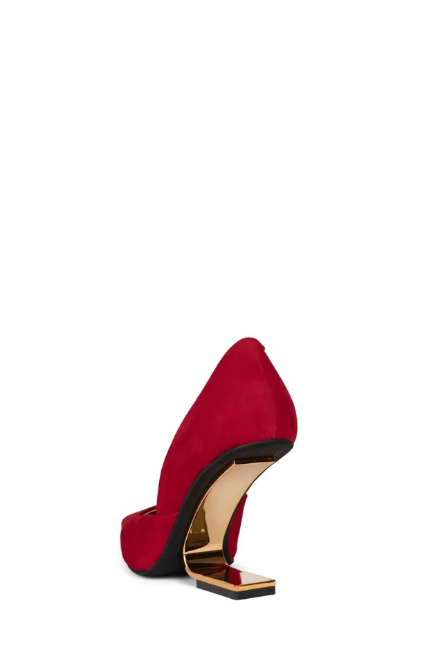 Jeffrey Campbell JULIETTE Red Suede Gold Women Pump