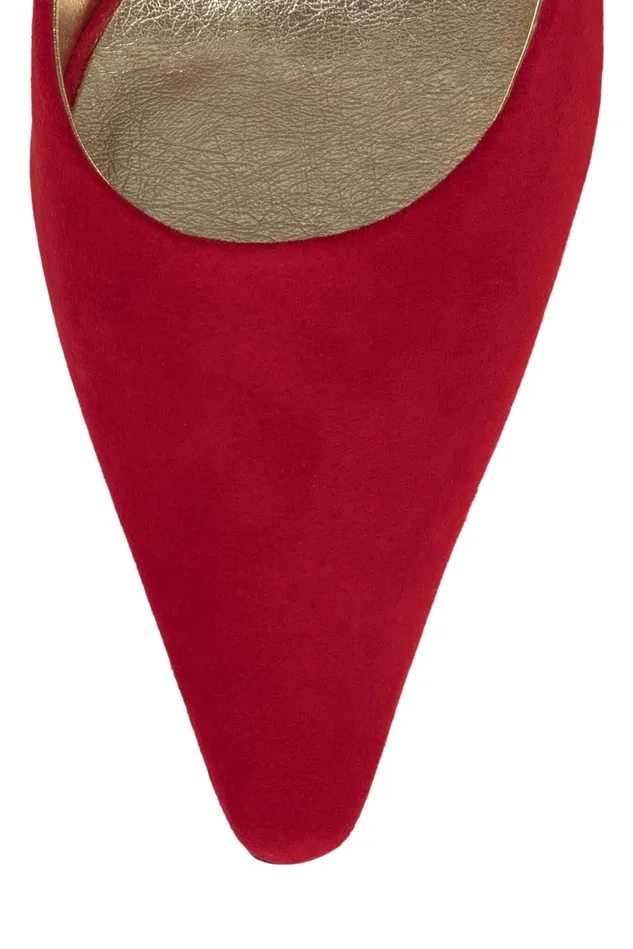 Jeffrey Campbell JULIETTE Red Suede Gold Women Pump