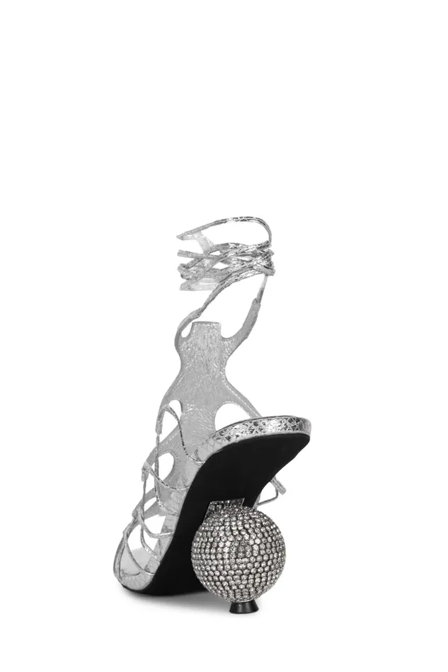 Jeffrey Campbell LEFREAK Silver Metallic Snake Women Heel