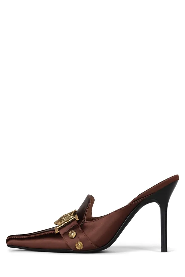 Jeffrey Campbell LIONA Tan Satin Gold Women Pump