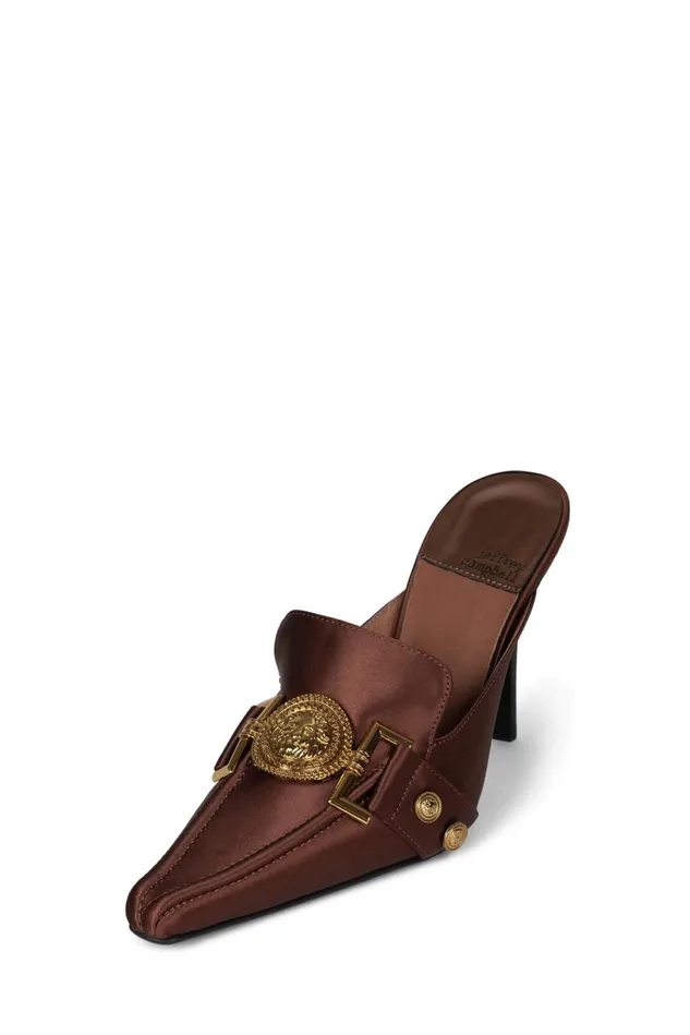 Jeffrey Campbell LIONA Tan Satin Gold Women Pump