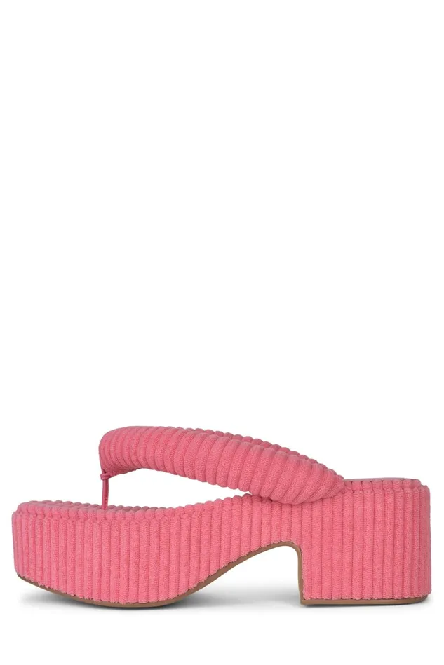 Jeffrey Campbell LUAU2 Pink Stripe Terrycloth Women Sandals Under 100