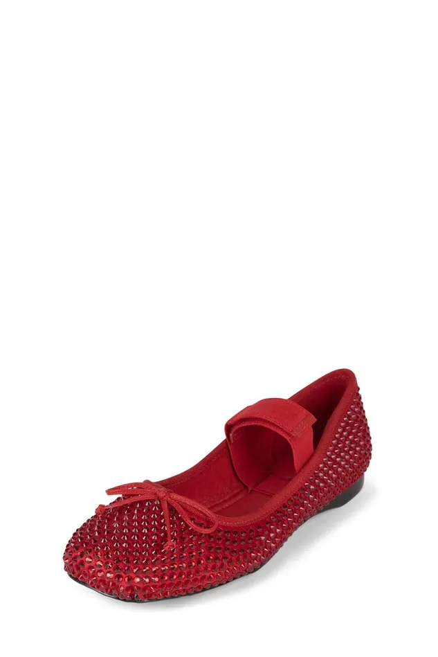Jeffrey Campbell PRIMAJ Red Satin Red Women Ballet Flats
