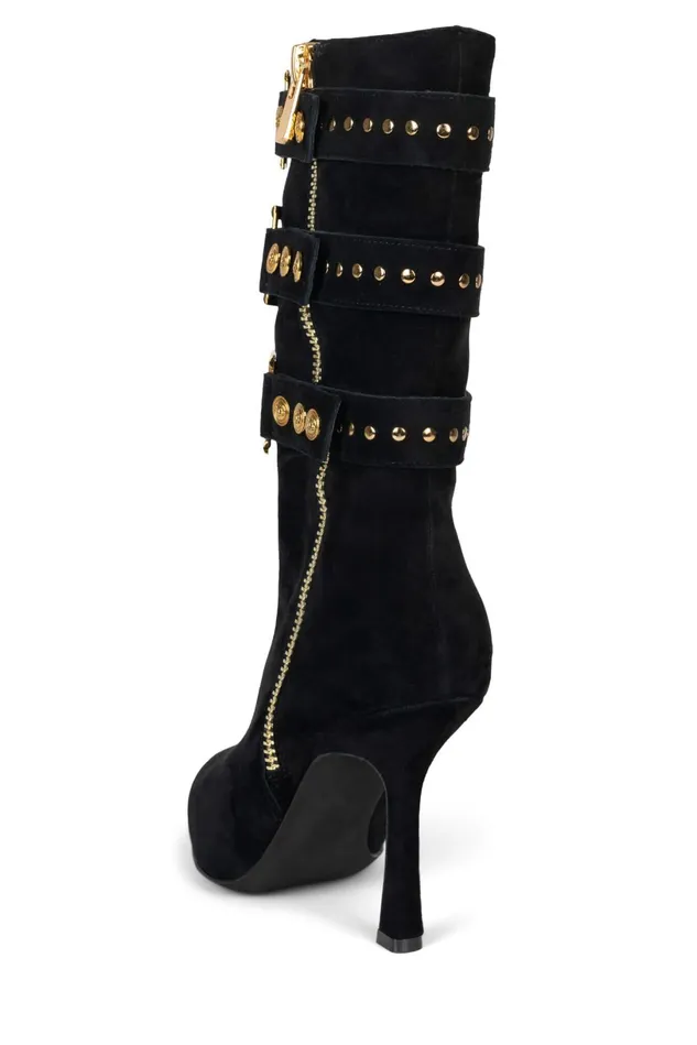 Jeffrey Campbell PROUD Red Suede Gold Women Ankle To Mid