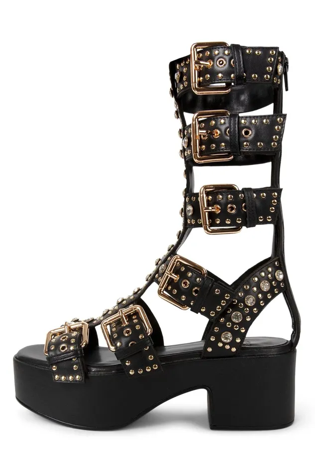 Jeffrey Campbell RAMONES Black Gold Women Sandal