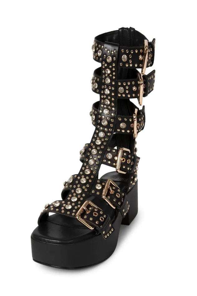 Jeffrey Campbell RAMONES Black Gold Women Sandal
