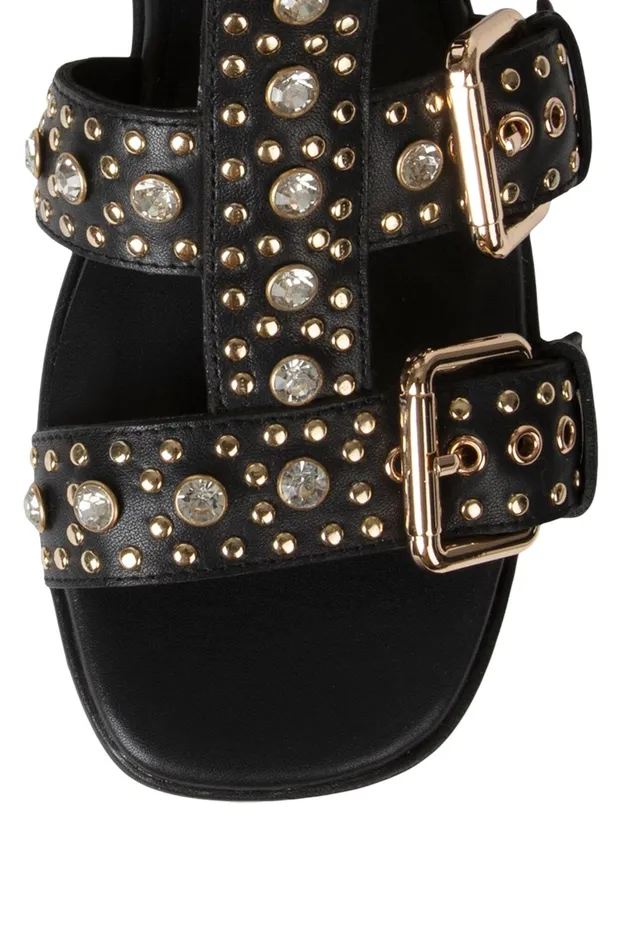 Jeffrey Campbell RAMONES Black Gold Women Sandal