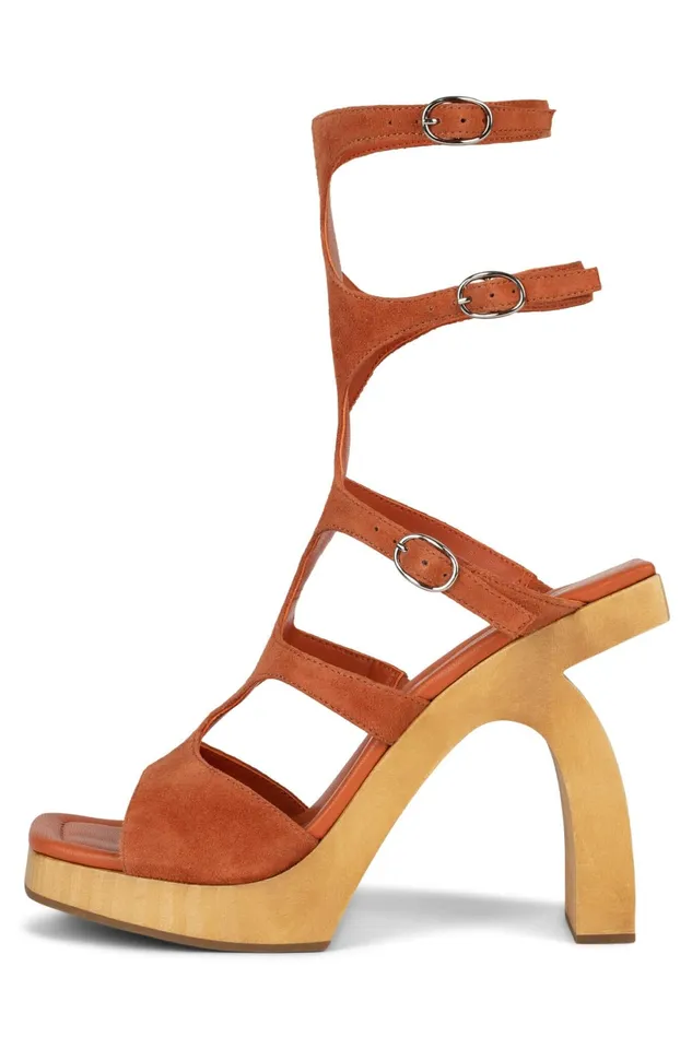 Jeffrey Campbell RIVALS Orange Suede Tan Women Sandal
