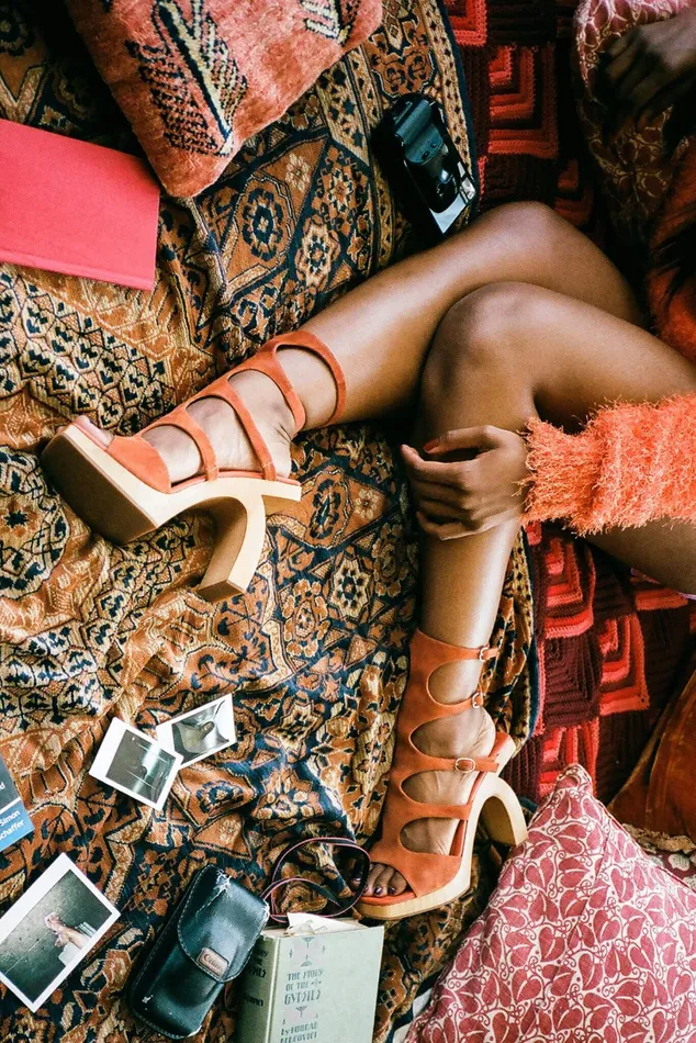 Jeffrey Campbell RIVALS Orange Suede Tan Women Sandal