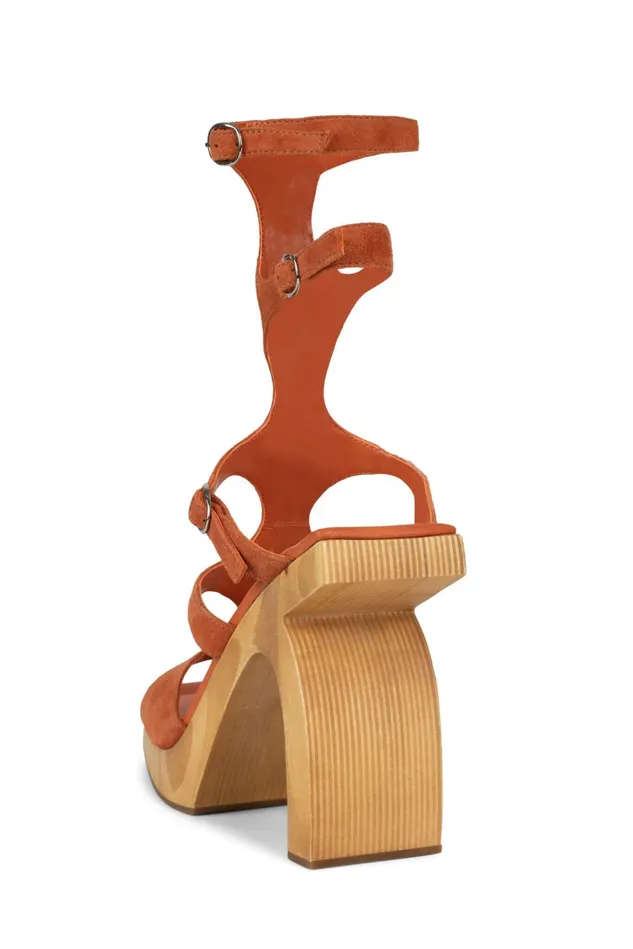 Jeffrey Campbell RIVALS Orange Suede Tan Women Sandal