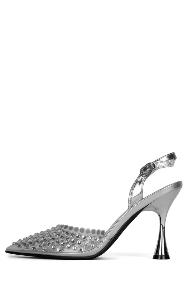 Jeffrey Campbell SHINER Clear Silver Women Pump