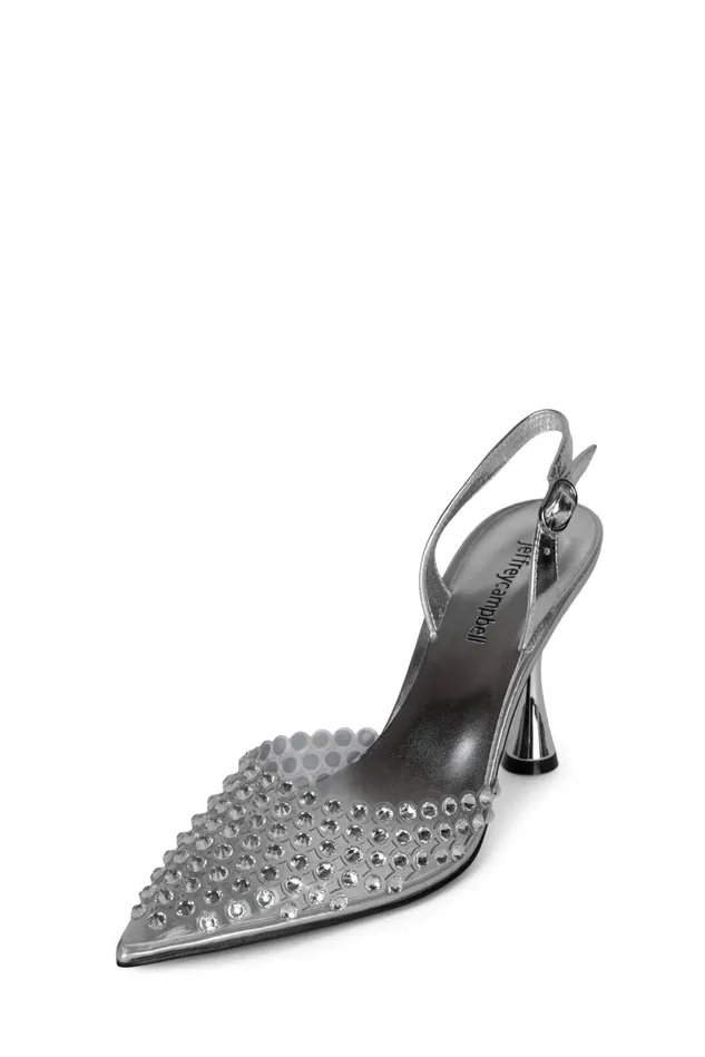 Jeffrey Campbell SHINER Clear Silver Women Pump
