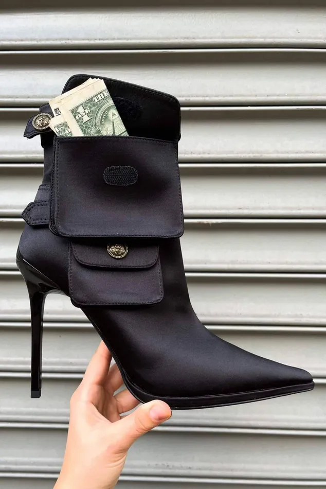 Jeffrey Campbell STASHED Red Satin Women Ankle To Mid