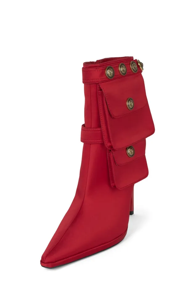 Jeffrey Campbell STASHED Red Satin Women Ankle To Mid